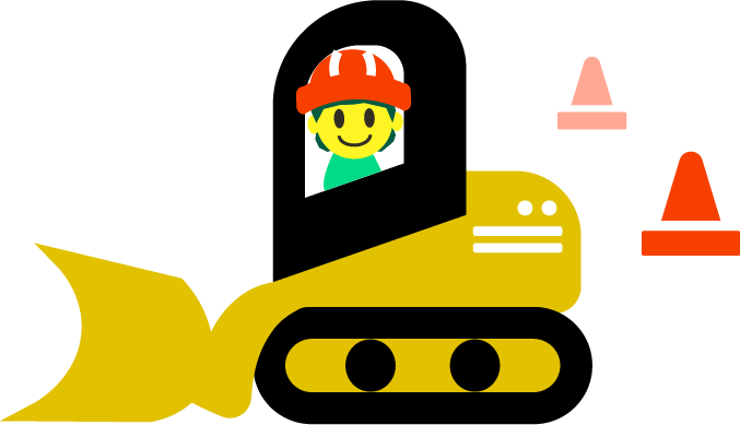 Boy in construction vehicle